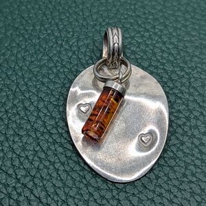 Silver Heart Pendant with Amber Vial